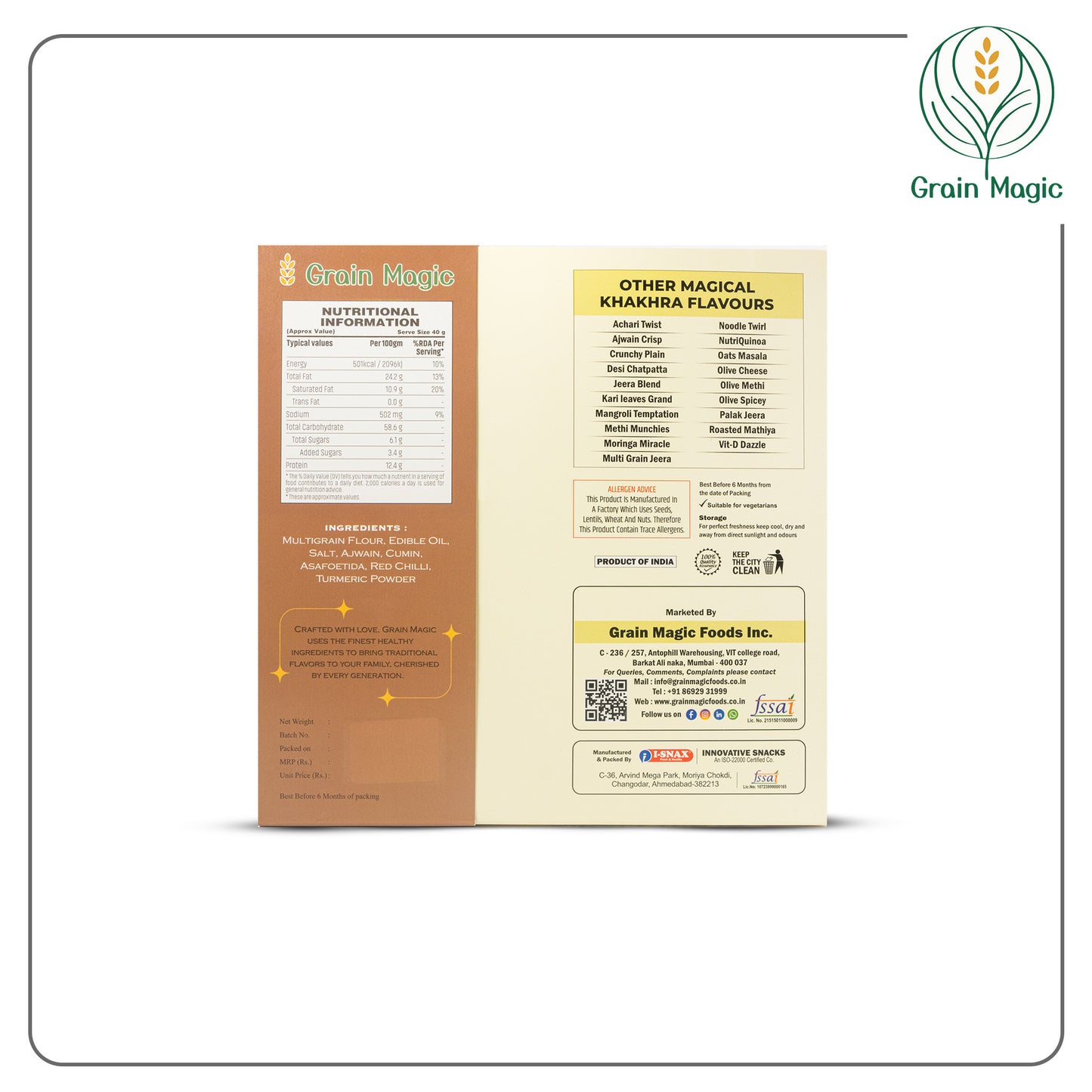 Khakhra Multigrain Jeera - Vacuum Packed
