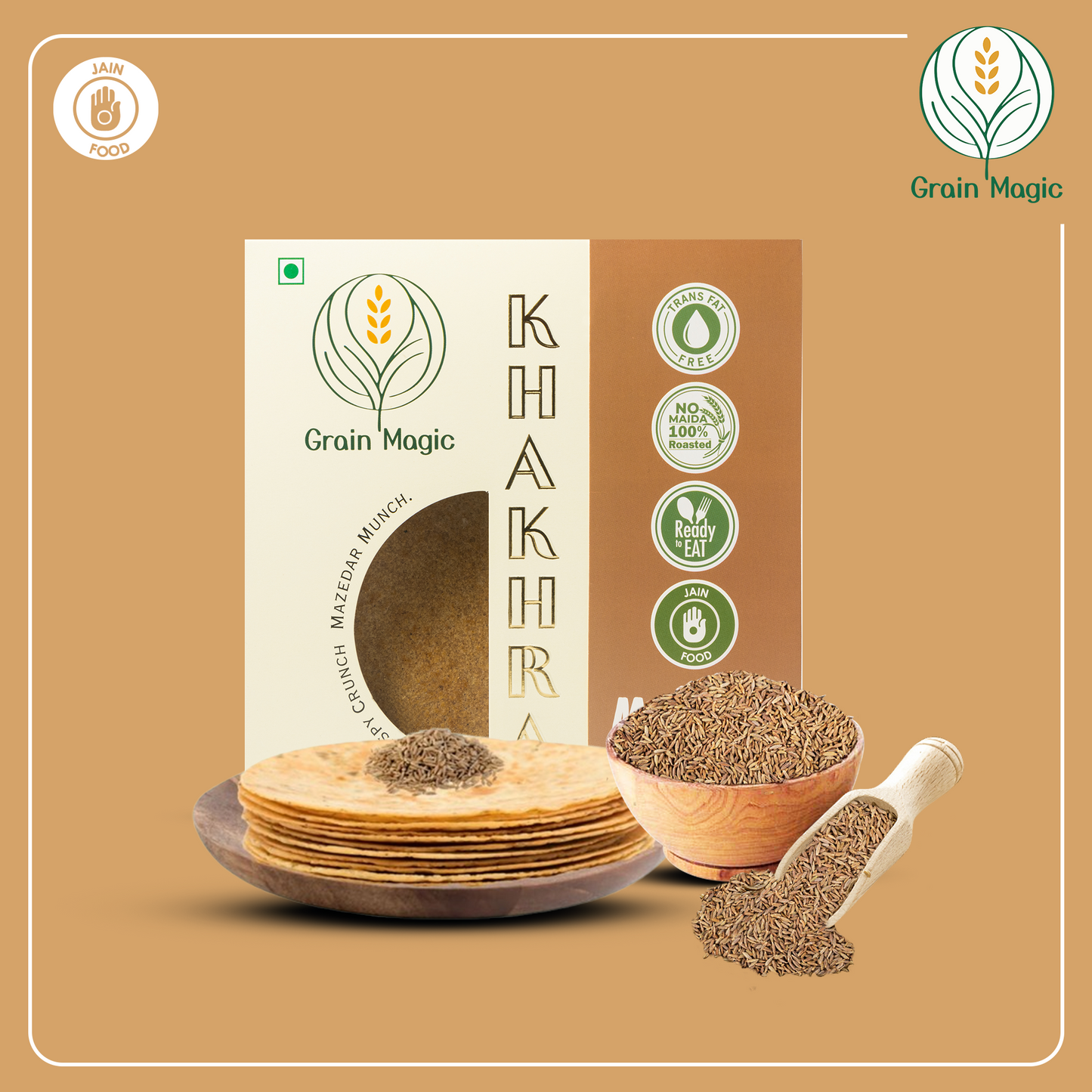Khakhra Multigrain Jeera - Vacuum Packed