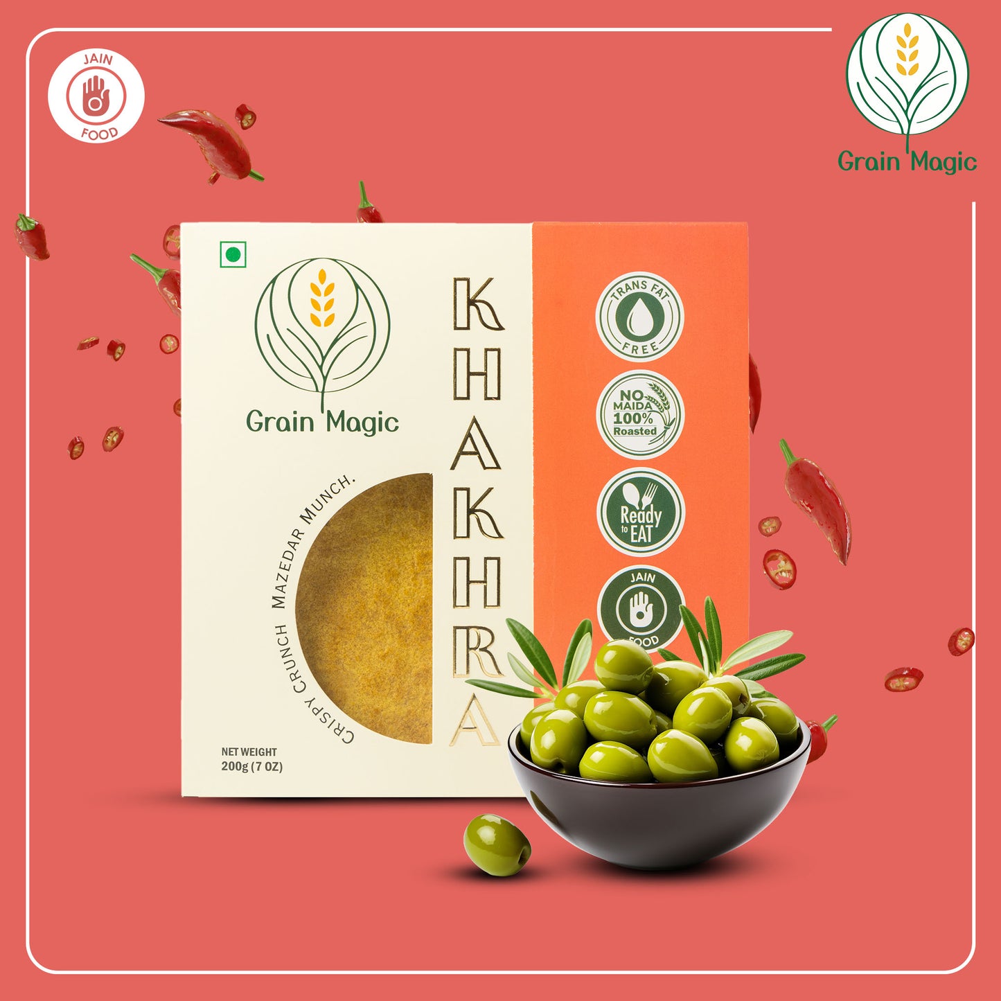 Khakhra Olive Spicy - Vacuum Packed