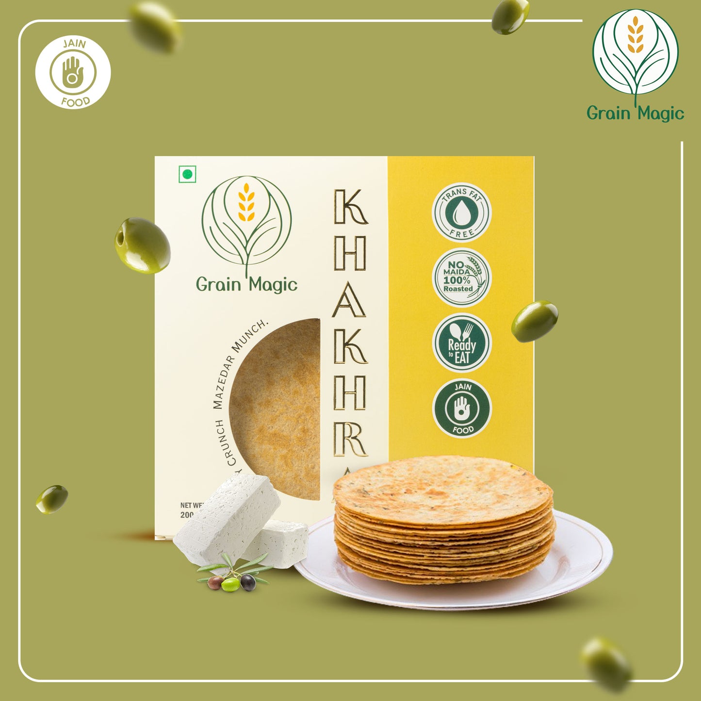 Khakhra Olive Cheese - Vacuum Packed