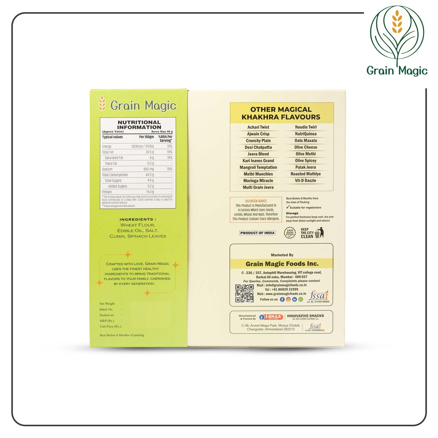 Khakhra Palak Jeera - Vacuum Packed